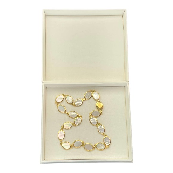 Autore Moda NIB Chloe Necklace Mother Of Pearl 18k Gold Vermeil - Picture 3 of 7
